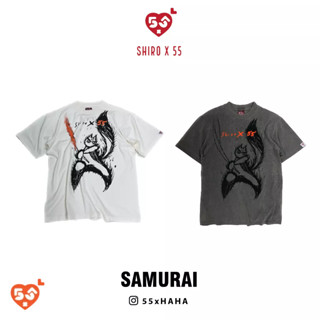 55xHaHa "SAMURAI” เสื้อยืด คอฟิต กึ่ง Oversize Cotton 100% Unisex