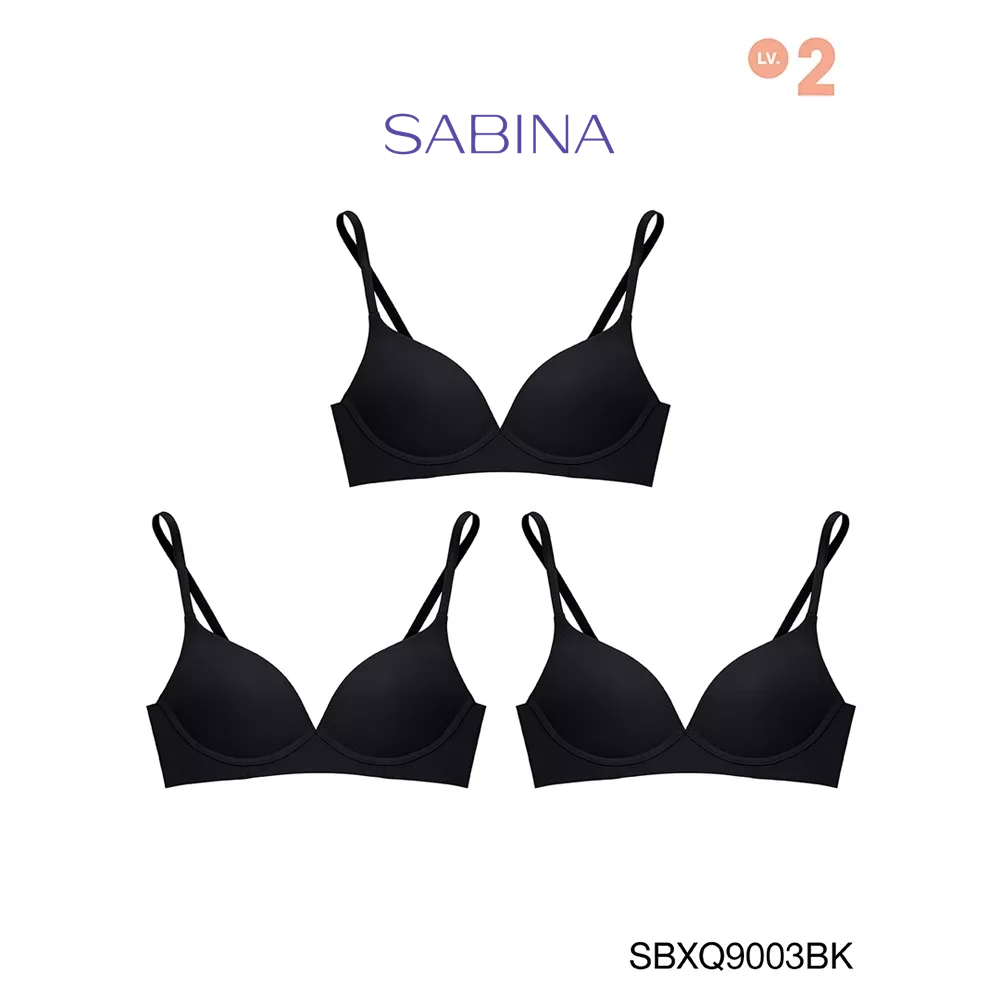 SABINA BRALESS เสื้อชั้นใน Invisible Wire (Set 3 ชิ้น) (ไม่มีโครง) Seamless Fit รุ่น Perfect Bra  รหัส SBXD97202BK สีดำ