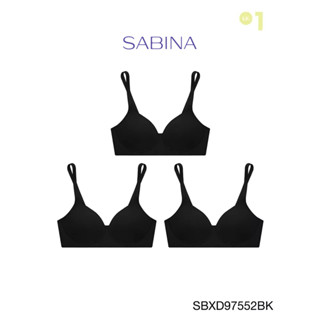 Sabina เสื้อชั้นใน (Set 3 ชิ้น) Seamless Fit รุ่น Perfect Bra รหัส SBXD97552BK สีดำ