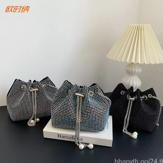 กระเป๋าสะพายข้าง กระเป๋า Rhinestone Chain Strip เต็ม Rhinestone Bucket Bag แนวโน้มแฟชั่นเฉพาะกลุ่ม