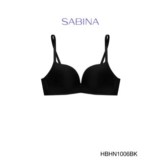 Sabina เสื้อชั้นใน Habpy Push  Invisible Wire (ไม่มีโครง) ฟองน้ำดันทรงธรรมชาติ รหัส HBHN1006BK สีดำ