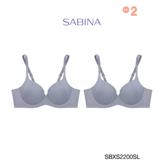 Sabina ซาบีน่า เสื้อชั้นใน (Set 2 ชิ้น) (มีโครง) Seamless Fit รุ่น S-Sixnatuer บัวตูม รหัส SBXS2200SL สีเทาอ่อน