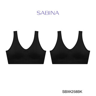 Sabina เสื้อชั้นใน  (Set 2 ชิ้น) Invisible Wire (ไม่มีโครง) รุ่น Soft Collection รหัส SBXK258BK สีดำ