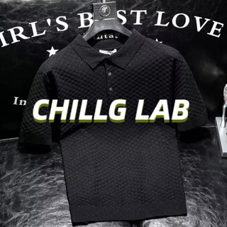 CHILLG LAB เยาวชนยอดนิยมมาตรฐานห้าจุดแขนอินเทรนด์ผู้ชายแฟชั่นขี้เกียจ 2023 เสื้อโปโลเทรนด์ใหม่ฮาราจูกุวรรณกรรมฤดูร้อน