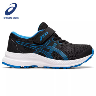 ASICS :  CONTEND 8 PS KIDS RUNNING เด็ก รองเท้าวิ่ง ของแท้  BLACK/ELECTRIC BLUE