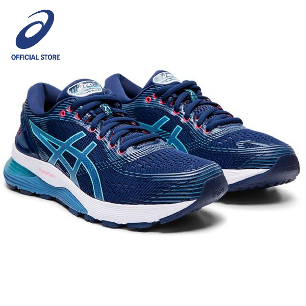 ASICS :  GEL-NIMBUS 21 WOMEN RUNNING ผู้หญิง รองเท้าวิ่ง ของแท้  BLUE EXPANSE/GREY FLOSS