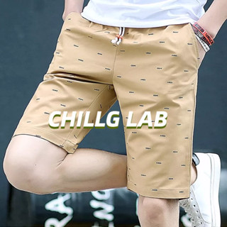 CHILLG LAB กางเกงขาสั้นฤดูร้อนผู้ชายผ้าฝ้ายหลวมลําลองแฟชั่นกางเกงชายหาดผู้ชายแนวโน้มขนาดบวก