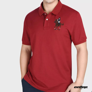 GALLOP : PIQUE POLO SHIRTS เสื้อโปโล ผ้าปิเก้ สีพื้น รุ่น GPP9000 สีแดง