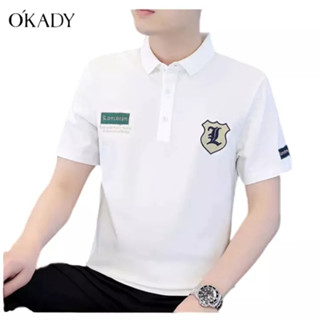 OKADY กระแสน้ำฤดูร้อนแขนสั้นผู้ชายอินเทรนด์ใหม่ทั้งหมดในเสื้อโปโลยอดนิยมของเยาวชน