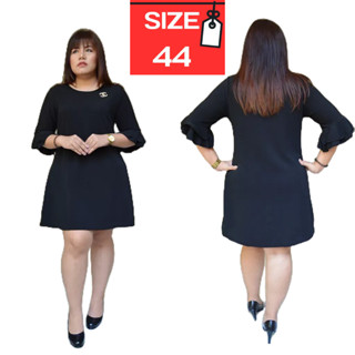 เสื้อผ้าคนอ้วน  ชุดทำงานคนอ้วน  เดรสคนอ้วน   ชุดเดรสสาวอวบ  ชุดดำคนอ้วน Plus Size T5107