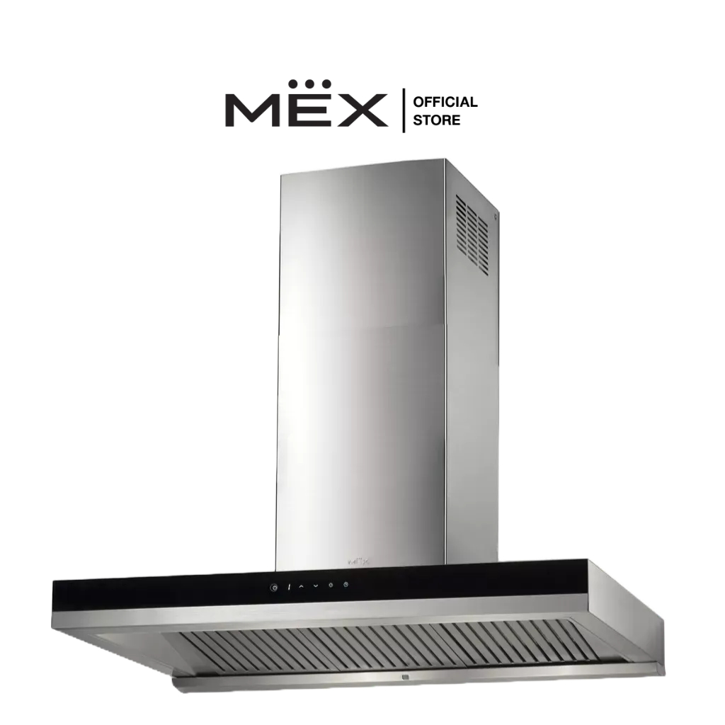 MEX รุ่น K637BFX90 เครื่องดูดควันกระโจมทรงกล่องระบบสัมผัส ขนาด 90 ซม. (Baffle Filter) (สามารถใช้ระบบหมุนเวียนภายในได้)