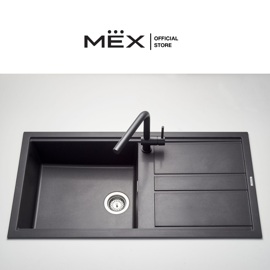 METRIX รุ่น KIN11BL อ่างล้างจาน 1 หลุม 1 ที่พัก เนื้อแกรนิตสังเคราะห์ by MEX
