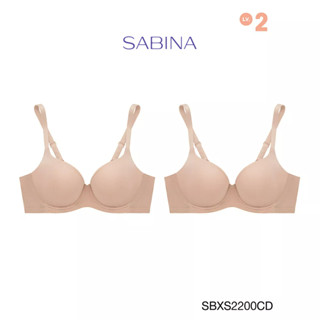 Sabina ซาบีน่า เสื้อชั้นใน (Set 2 ชิ้น) (มีโครง) Seamless Fit รุ่น S-Sixnatuer บัวตูม รหัส SBXS2200CD สีเนื้อเข้ม