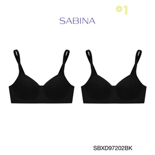 SABINA BRALESS เสื้อชั้นใน Invisible Wire (Set 2 ชิ้น) (ไม่มีโครง) Seamless Fit รุ่น Perfect Bra  รหัส SBXD97202BK สีดำ