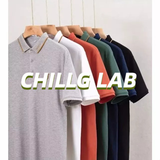 CHILLG LAB INS ห้าจุดแขนเสื้อโปโลฤดูร้อนเยาวชนยอดนิยมแนวโน้มมาตรฐาน 2023 แนวโน้มวรรณกรรมอารมณ์ผู้ชายสีทึบใหม่