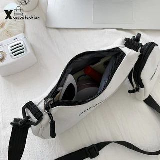 (ส่งด่วน)xspeedfashion(X1646) -m3กระเป๋าสะพายข้าง ผ้าแคนวาส กระเป๋ามีลูก กระเป๋าเซ็ต