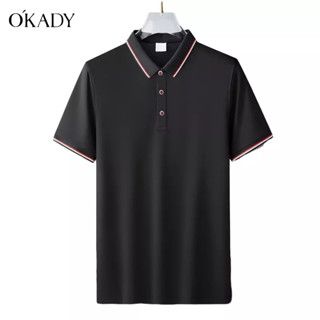 OKADY ใหม่แฟชั่นทุกการแข่งขันแนวโน้มศิลปะลายเสื้อโปโลมาตรฐานเยาวชนนิยมผู้ชายแขนห้าส่วน