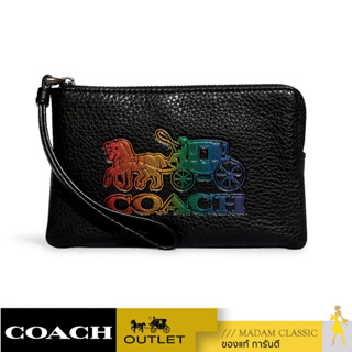 กระเป๋าคล้องมือ COACH C7419 CORNER ZIP WRISTLET WITH HORSE AND CARRIAGE (QBM2) [C7419QBM2]