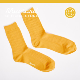 Premium Ribbed Crew Socks - Mustard ถุงเท้า