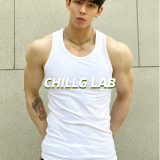 CHILLG LAB เสื้อยืดผู้ชาย ยิมฤดูร้อนเสื้อกล้ามผู้ชายแบบใช้แล้วทิ้ง, ผ้าฝ้ายกระชับพอดี, สวมเสื้อชั้นในสีขาวดูดซับเหงื่อใต้