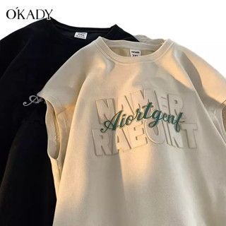 OKADY ใหม่ เสื้อกั๊กกีฬาแขนกุดทรงหลวมแนวฮิปฮอปอินเทรนด์