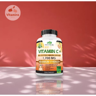 ผิวขาวใสและเสริมภูมิคุ้มกัน NatureLife Labs Vitamin C 1,700 MG with Vitamin D3, Zinc , 100 Veggie Capsules (V.700)