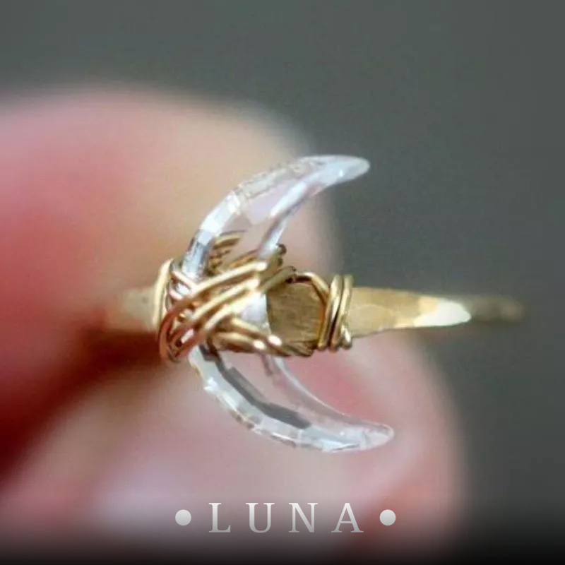 [LUNA] แหวน คริสตัล พระจันทร์ งาน premium เครื่องประดับ วินเทจ มินิมอล โบฮีเมียน