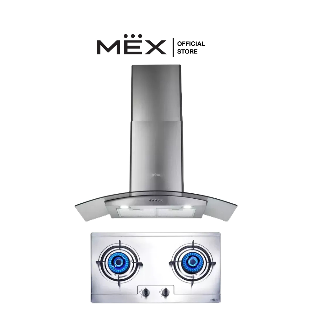 MEX Set รุ่น MX712M + KV7269X90 เตาแก๊สและเครื่องดูดควันกระโจม