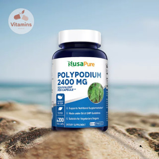 ลดการเผาไหม้ของผิวหนังจากแสงแดด NusaPure Polypodium Leucotomos Extract 2400mg 200 Veggie Capsules (Vegetarian) (V.767)