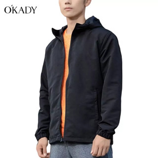 OKADY เสื้อแจ็คเก็ตมีฮู้ดลำลองผู้ชายสไตล์เกาหลีกลางแจ้งขนาดใหญ่