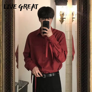 LIVE GREAT  เสื้อเชิ้ตผู้ชาย สีทึบ เทรนด์ เข้าได้หลายชุด แขนยาว มาตรฐาน เยาวชน นิยม ขี้เกียจ ฤดูใบไม้ผลิ ใหม่ เรียบง่าย แฟชั่น ยอดนิยม