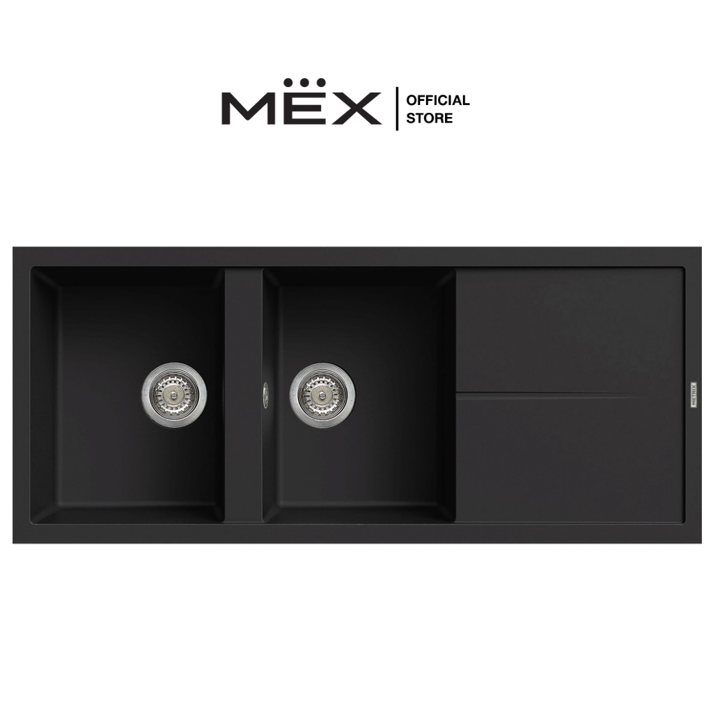 METRIX รุ่น NES21BL อ่างล้างจาน 2 หลุม 1 ที่พัก เนื้อแกรนิตสังเคราะห์ (สีดำ) by MEX