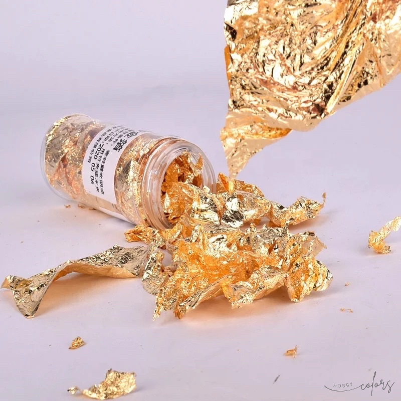 ฟอยล์ทอง ฟู๊ดเกรด Cake Gold Foil Paper บรรจุ 3 กรัม มี 3 สี กระปุกใหญ่ คุ้มค่า