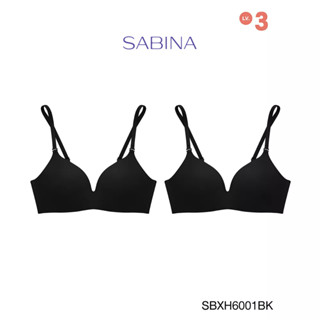 Sabina ซาบีน่า เสื้อชั้นใน INVISIBLE WIRE (Set 2 ชิ้น) (ไม่มีโครง) SEAMLESS FIT รุ่น Soft Doomm รหัส SBXH6001BK สีดำ