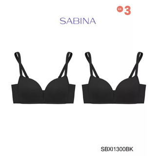 SABINA BRALESS เสื้อชั้นใน (Set 2 ชิ้น) Invisible Wire (ไร้โครง) รุ่น Modern V รหัส SBXI1300BK สีดำ