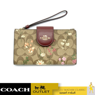 กระเป๋าสตางค์คล้องมือ COACH C8729 TECH WALLET IN SIGNATURE CANVAS WITH WILDFLOWER PRINT (IME7V) [C8729IME7V]