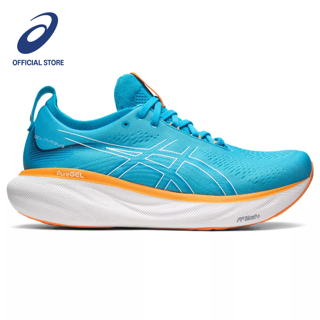 ASICS :  GEL-NIMBUS 25 MEN RUNNING หน้ากว้างพิเศษ 4E  ผู้ชาย รองเท้าวิ่ง ของแท้ ISLAND BLUE/SUN PEAC