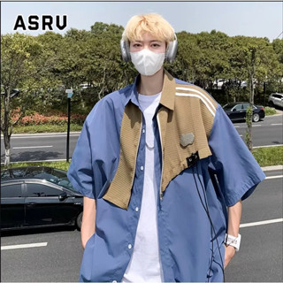 ASRV เสื้อเชิ้ตผู้ชายสไตล์ใหม่วรรณกรรมและศิลปะเรียบง่ายวัยรุ่นญี่ปุ่นยอดนิยมเทรนด์คู่มาตรฐานเสื้อยืดทุกคู่