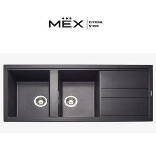 METRIX MEX อ่างล้างจานแกรนิตสังเคราะห์ 2 หลุม 1 ที่พัก รุ่น KIN21BL (สีดำ)