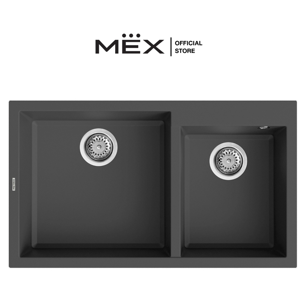 METRIX รุ่น NES20BL อ่างล้างจาน 2 หลุม เนื้อแกรนิตสังเคราะห์ (สีดำ) by MEX