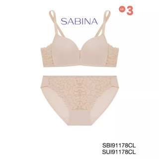 Sabina เซตชุดชั้นใน Invisible Wire (ไม่มีโครง) รุ่น Modern V รหัส SBI91178CL+SUI91178CL สีเนื้ออ่อน