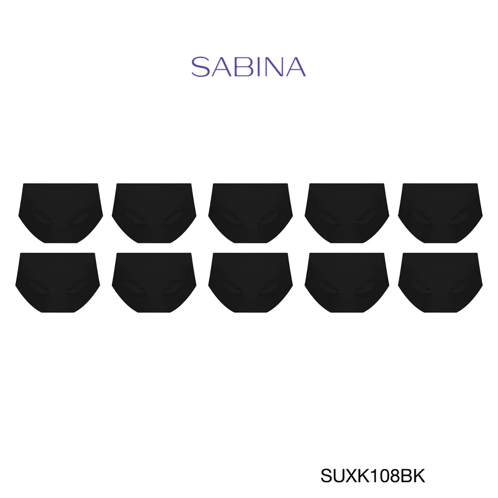 Sabina กางเกงชั้นใน (Set 10 ชิ้น ) Panty Seamless รุ่น Soft Collection รหัส SUXK108BK สีดำ