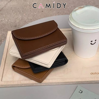 Camidy ใหม่เวอร์ชั่นเกาหลีของกระเป๋าสตางค์ใบเล็กผู้หญิงกระเป๋าสตางค์สั้นพับส่วนบางสีทึบเรียบง่ายนักเรียนแฟชั่นกระเป๋าเหรียญ