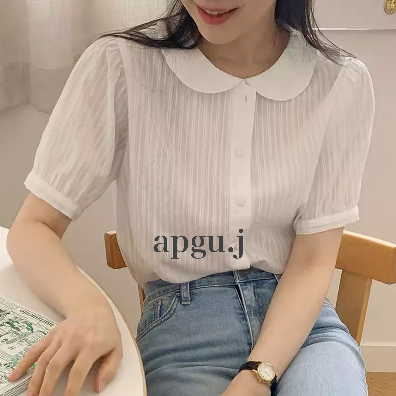 มาใหม่ (AP046) Bow lace top เสื้อสีขาว ผ้า เกาหลี คอกลม ติดกระดุม สไตล์เกาหลี เสื้อใส่ทำงาน