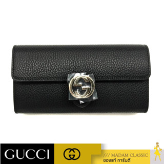 กระเป๋าสตางค์ GUCCI GG INTERLOCKING FLAP LONG WALLET (BLACK) [598166CAO0G1000]