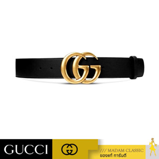 ของแท้ 💯% เข็มขัด GUCCI LEATHER BELT WITH DOUBLE G BUCKLE (BLACK) [397660AP00T100080]