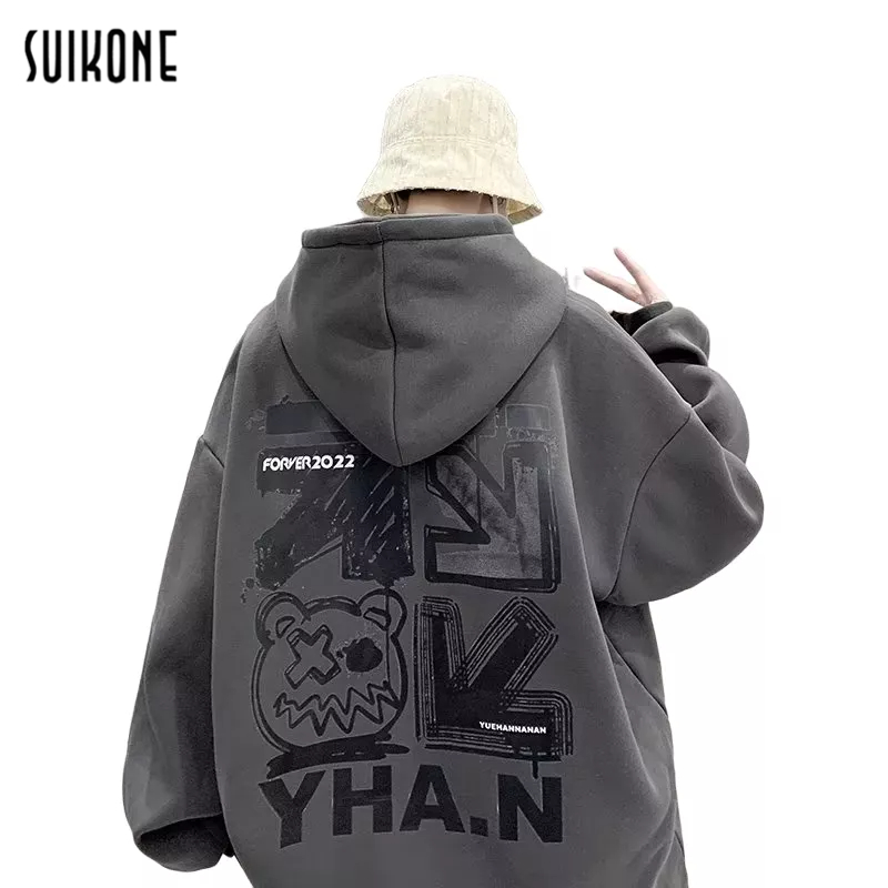 Suikone  เสื้อสเวตเตอร์ผู้ชายคลุมด้วยผ้าสเวตเตอร์ลำลองแบบหลวมๆ สำหรับฤดูใบไม้ร่วงและฤดูหนาว ใส่ได้ทั้งผู้ชายและผู้หญิง