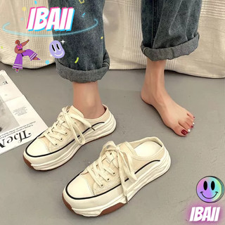 IBAII.  ins รองเท้าผ้าใบนักเรียนเกาหลีครึ่งซัพพอร์ตรองเท้าลำลองพื้นหนาระบายอากาศได้ดี