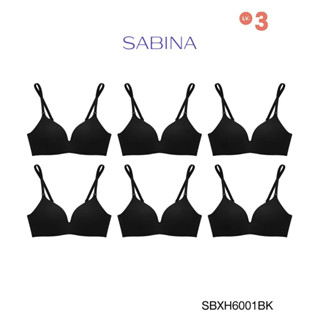 Sabina เสื้อชั้นใน (Set 6 ชิ้น) Invisible Wire (ไม่มีโครง) รุ่น Soft Doomm รหัส SBXH6001BK สีดำ