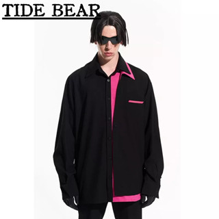 TIDE BEAR อเมริกันย้อนยุคถนนแขนยาว แฟชั่นระดับไฮเอนด์ความคมชัดสีพับคอแจ็คเก็ต